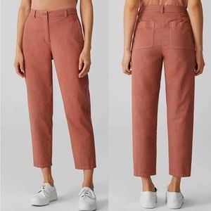 Eileen Fisher Rust Clay Orange Organic Cotton Hemp Tapered Ankle Pant